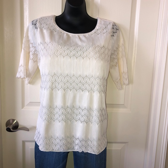 Roz & Ali Tops - NWT - Roz & Ali Cream Top - Large